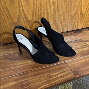 Vince Camuto Black Peep-Toe Slingback Heels